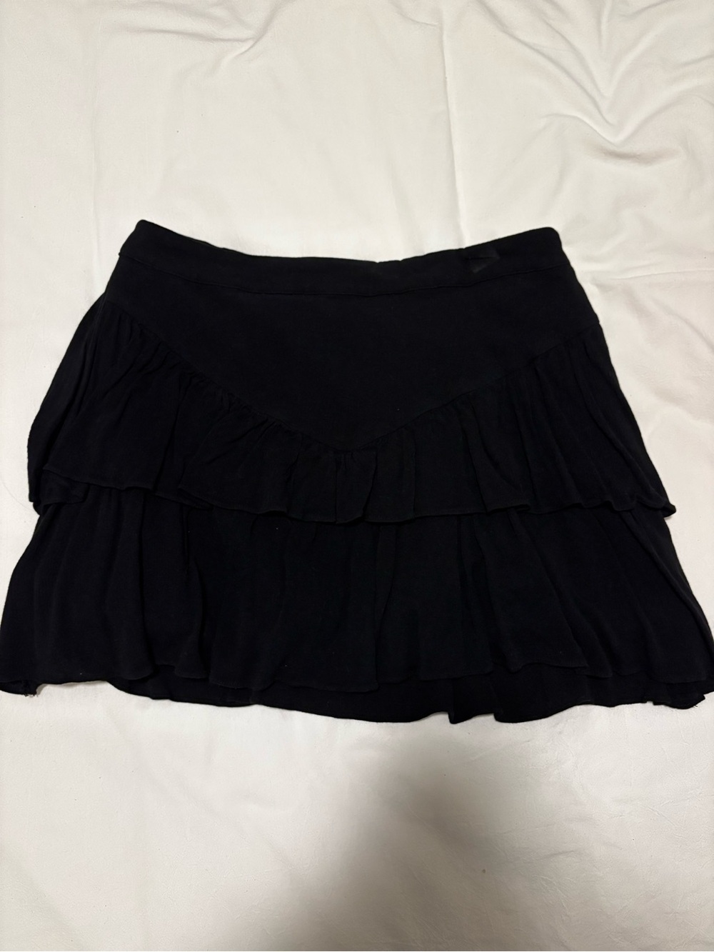 superdown Black Ruffled Tier Mini Skirt